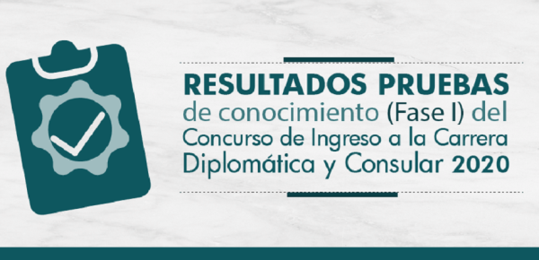Resultados pruebas de conocimiento (Fase I) del Concurso del Ingreso a la Carrera Diplomática y Consular 2020