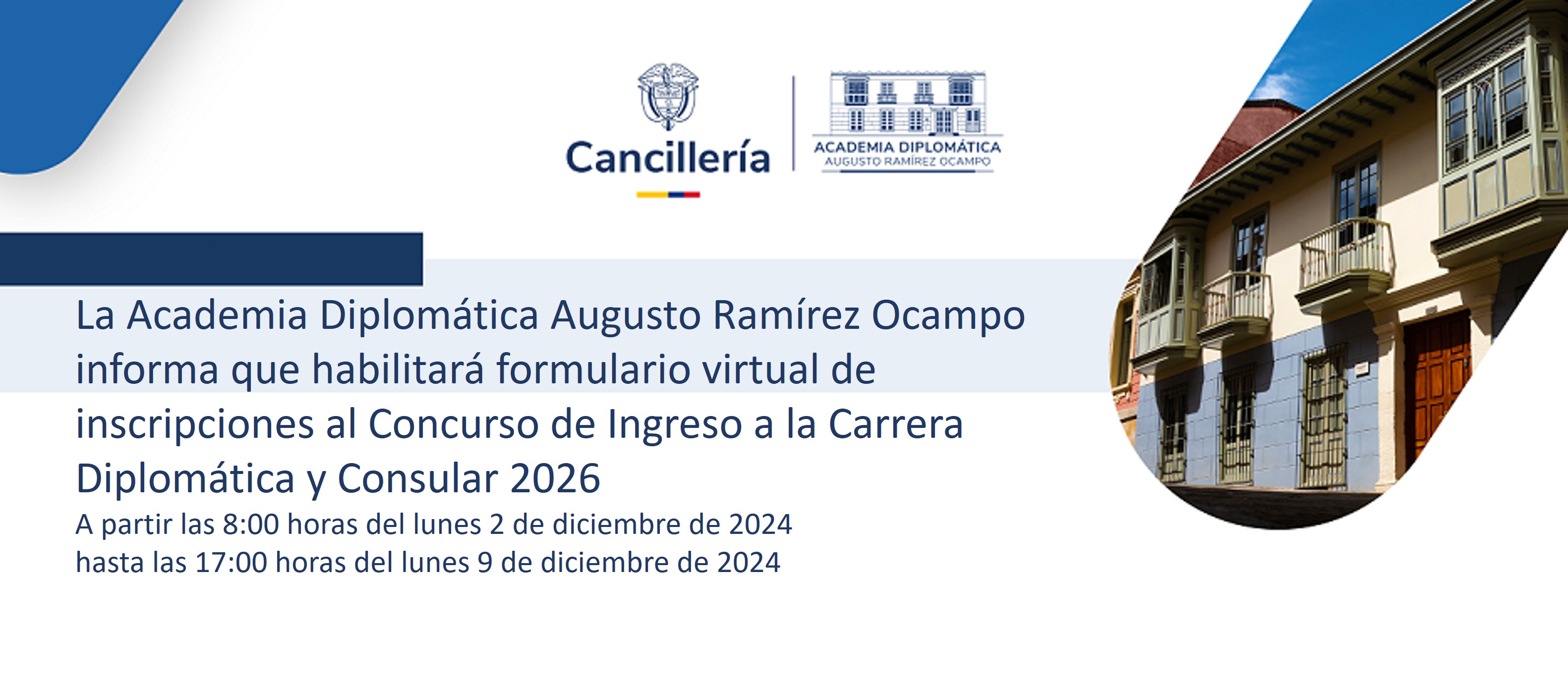 Se habilitará formulario virtual de inscripciones al Concurso de Ingreso a la Carrera Diplomática y Consular 2026 el 2 de diciembre de 2024