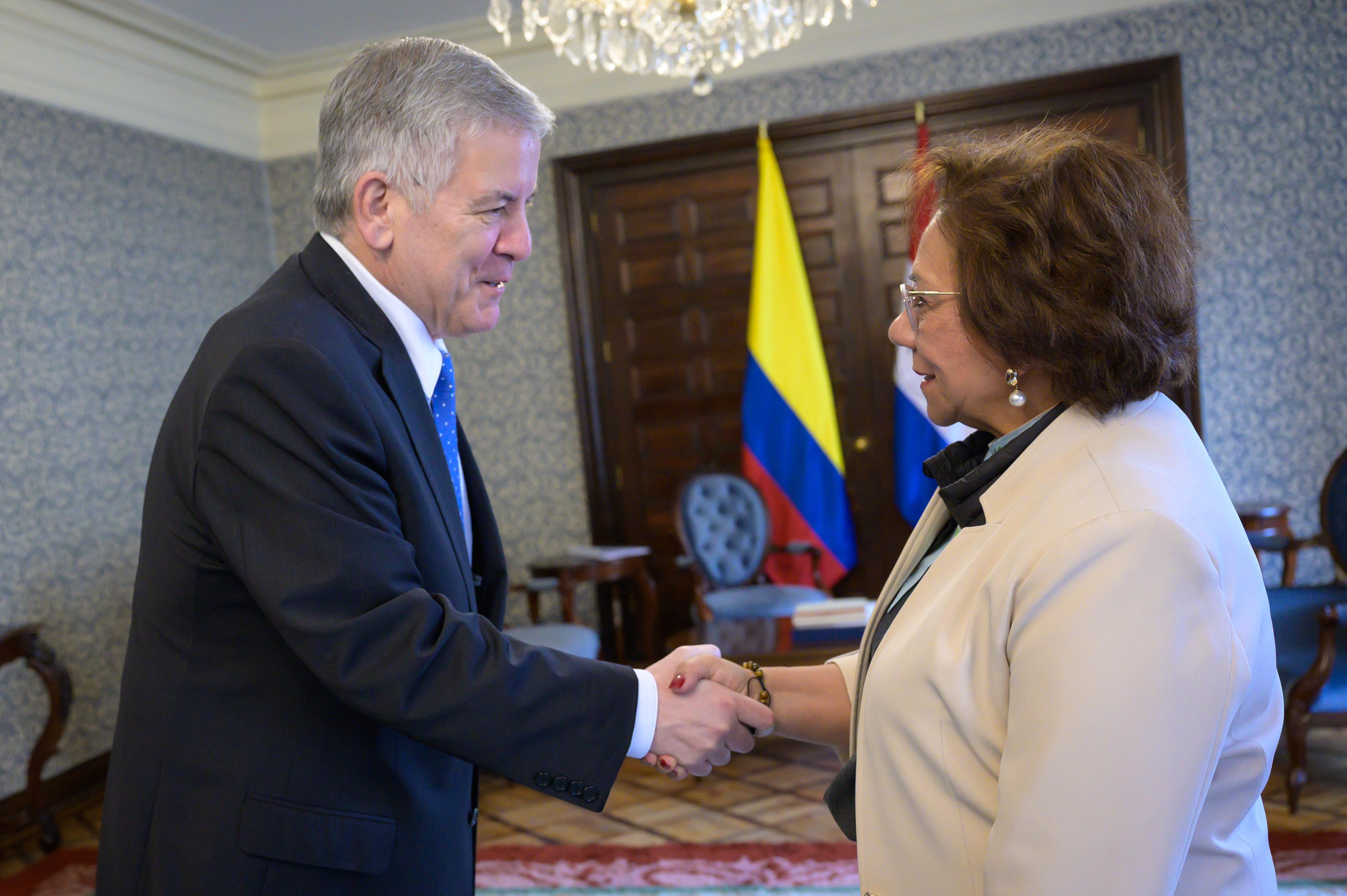 Nuevo Embajador de Paraguay en Colombia, Juan Alberto Baiardi Quesnel, presenta copias de estilo de sus cartas credenciales ante la Canciller (e) Rosa Yolanda Villavicencio Mapy