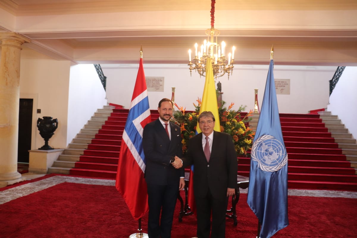 Canciller Carlos Holmes Trujillo y el Príncipe Haakon Magnus de Noruega, Embajador de Buena Voluntad del PNUD, dialogaron sobre los desafíos de Colombia en materia de desarrollo sostenible