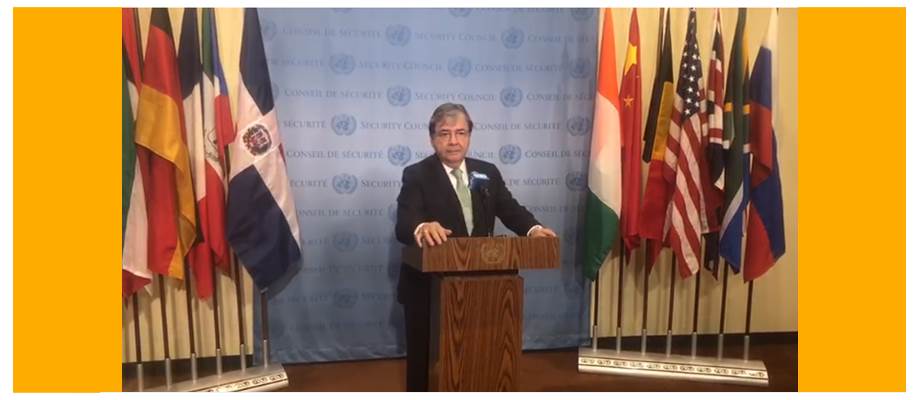 Rueda de prensa del Canciller Carlos Holmes Trujillo, luego de la sesión especial del Consejo de Seguridad de la ONU sobre la situación en Venezuela