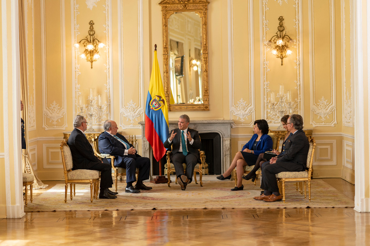 “Me complace mucho haber recibido las cartas credenciales del Embajador Calderón Berti, quien ha sido designado por el Presidente Guaidó y la Asamblea Nacional”: Presidente Iván Duque