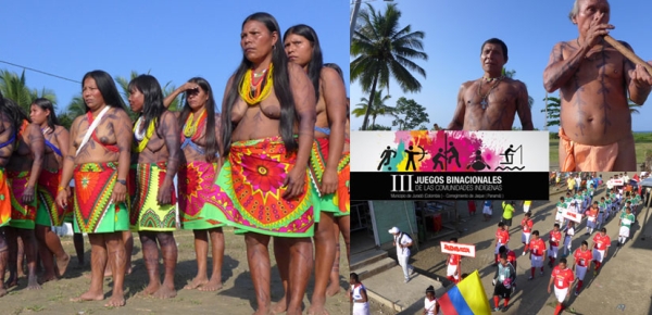indígenas en la inauguración de los III Juegos Binacionales de las Comunidades Indígenas