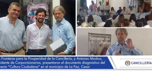 Plan Fronteras para la Prosperidad de la Cancillería, y Antanas Mockus, presidente de Corpovisionarios, presentaron el documento diagnóstico del proyecto "Cultura Ciudadana" en el municipio de La Paz, Cesar